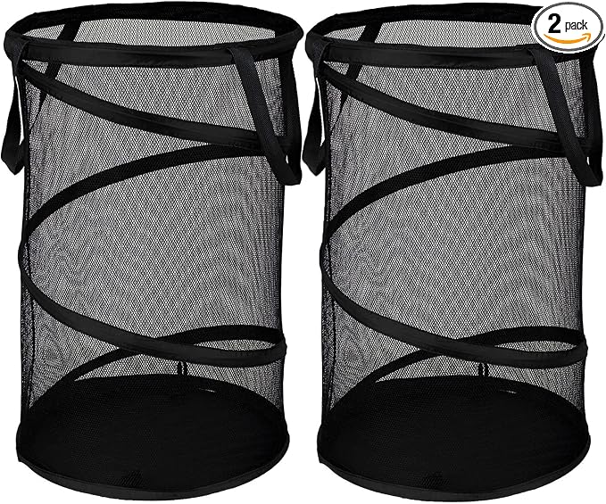 BATTOO 2 Pack Large Collapsible Laundry Basket Foldable Mesh Pop Up Hamper by BATTOO