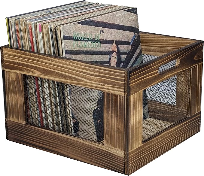 ARTAWEIN Vinyl Record Storage Crate, Wooden Record Holder by ARTAWEIN