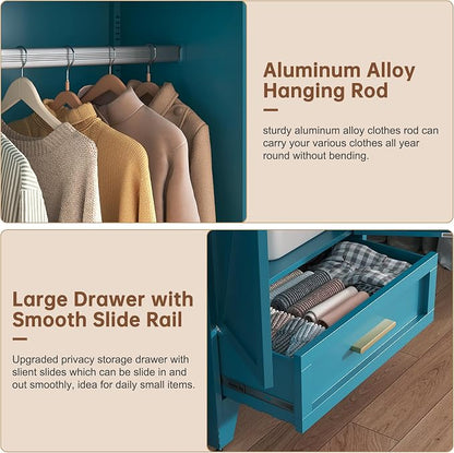 71" Tall Metal Wardrobe Cabinet - Image 4