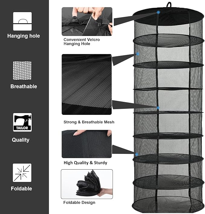 Desy & Feeci Herb Drying Rack Hanging, 8 Layer Collapsible Mesh Dry Net Herb - Image 5