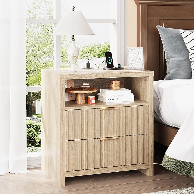 VINGLI Fluted Nightstand Set of 2 - Image 7