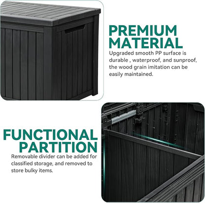 YITAHOME 220 Gallon Large Outdoor Storage XL Deck Box w/Divider - Image 7