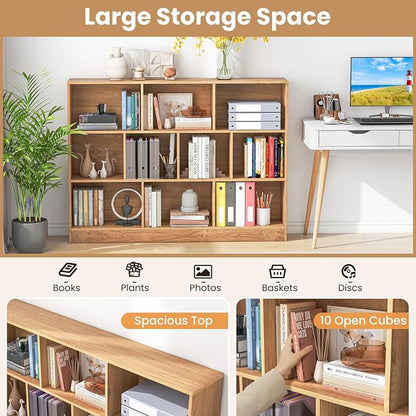 Giantex 10 Cube Bookcase, 4-Tier Freestanding Bookshelf w/ 10 Open Compartments - Image 3