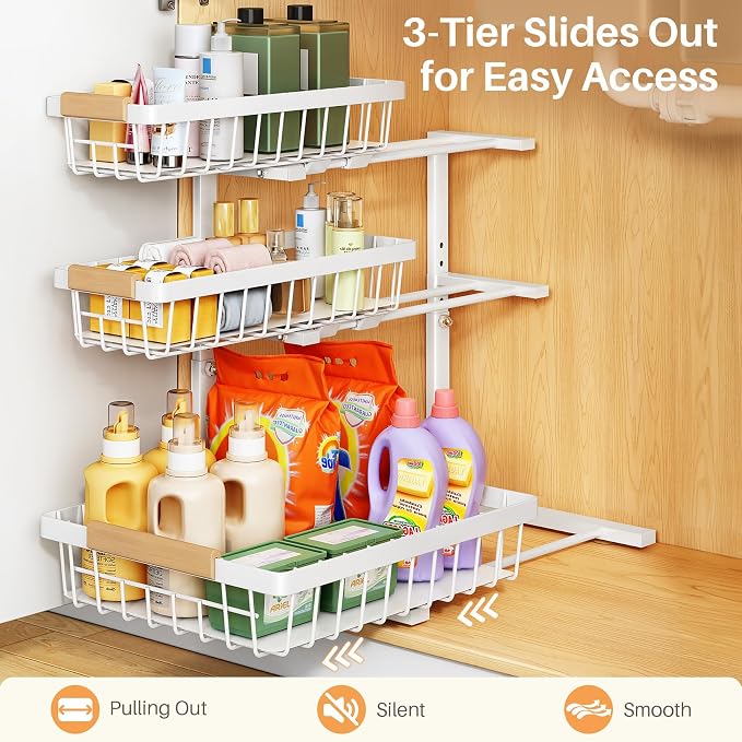 PXRACK Under Sink Organizer, Slide out Storage Drawer Rack - Image 6