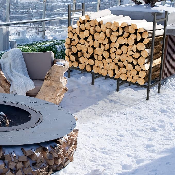 4FT Firewood Rack Indoor Outdoor, Heavy Duty Log Holder Stand - Image 4