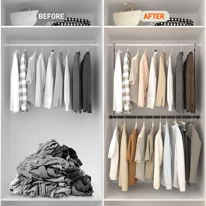 SUTINE Closet Rods for Hanging Clothes, Adjustable Metal Closet Extender - Image 5