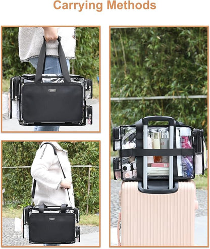 Relavel Extra Large Makeup Case and Clear Makeup Bag, Professional Cosmetic - Image 9