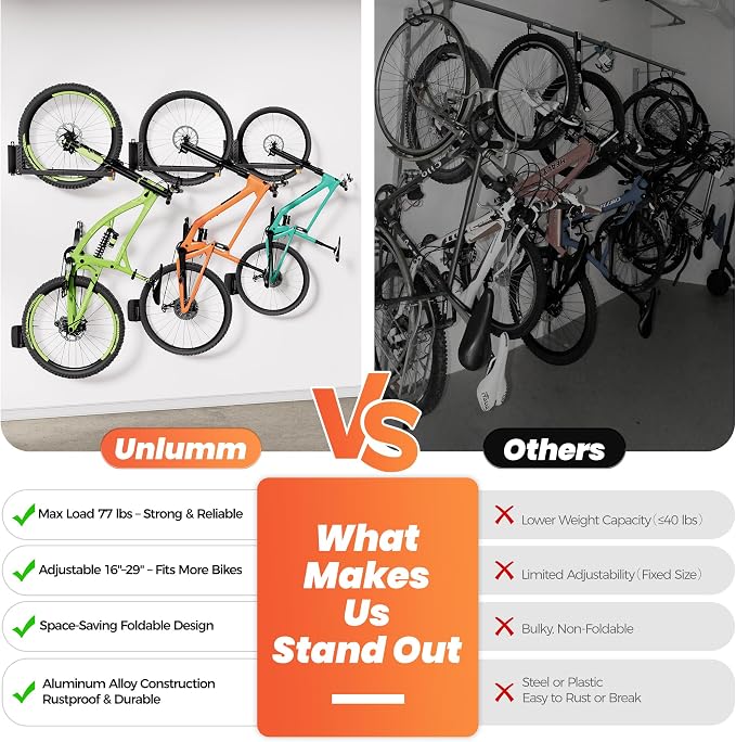2 Pack Bike Wall Mount, Swivel Vertical No-Lift Bicycle Rack - Image 6