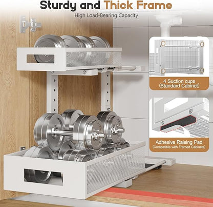 1 Pack-11.4"-16.14"H Under Sink Storage Organizer, Large 2-Tier Elegant Mesh - Image 3