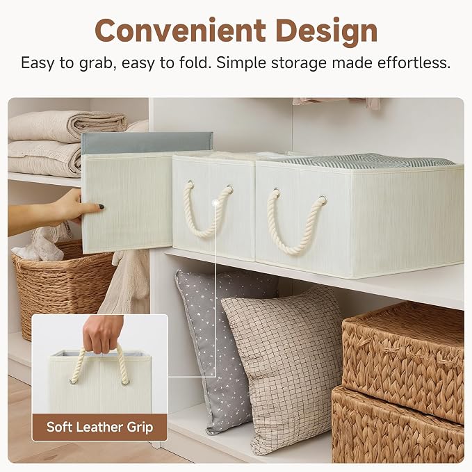 StorageWorks Storage Baskets for Shelves, Foldable Fabric Closet Storage Bins - Image 5