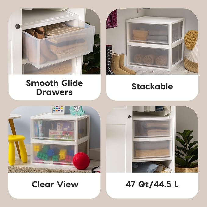 IRIS USA 47 Qt. Extra-Large Stackable Storage Drawer Plastic Drawer Organizer - Image 4