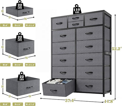 EnHomee 52.2" H Tall Dresser for Bedroom, Vertical Storage Tower, Anti-Tip | - Image 3