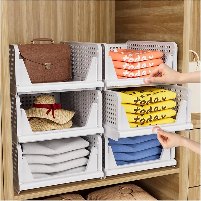 CTSNSLH 5 Pack Closet Organizers Stackable Storage Box | White Stackable by CTSNSLH