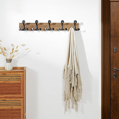 SKOLOO 24-Inch Wood Burnt Coat Rack Wall Mount - Image 4