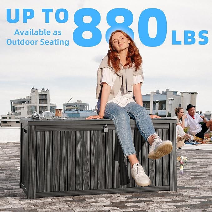 180 Gallon Deck Box, Resin Outdoor Storage Box - Image 8