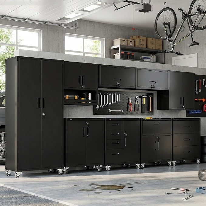 9-Piece Heavy Duty Steel Garage Cabinet System | All-in-One Modular Garage - Image 9