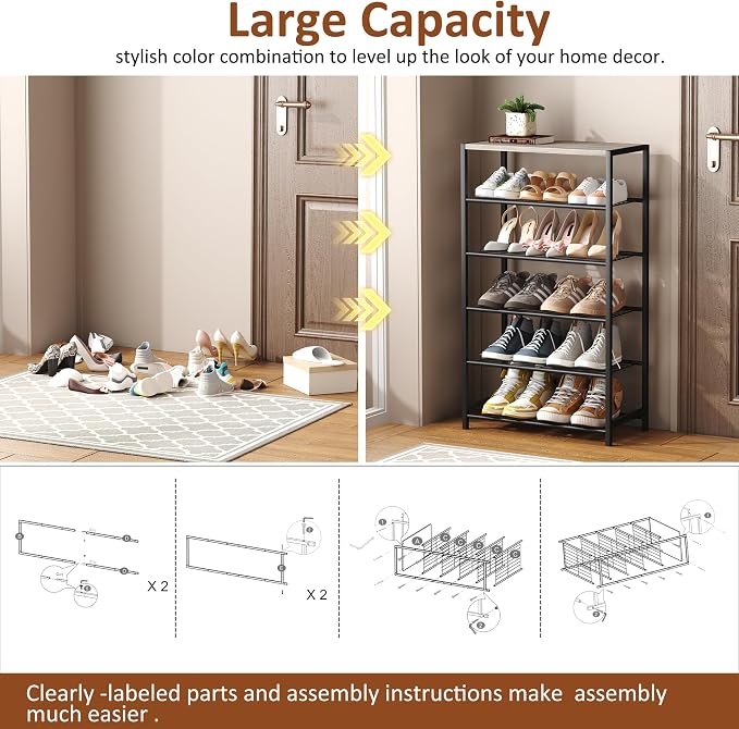HOMEFORT 6 Tiers Shoe Rack Organizer, Shoe Rack - Image 6