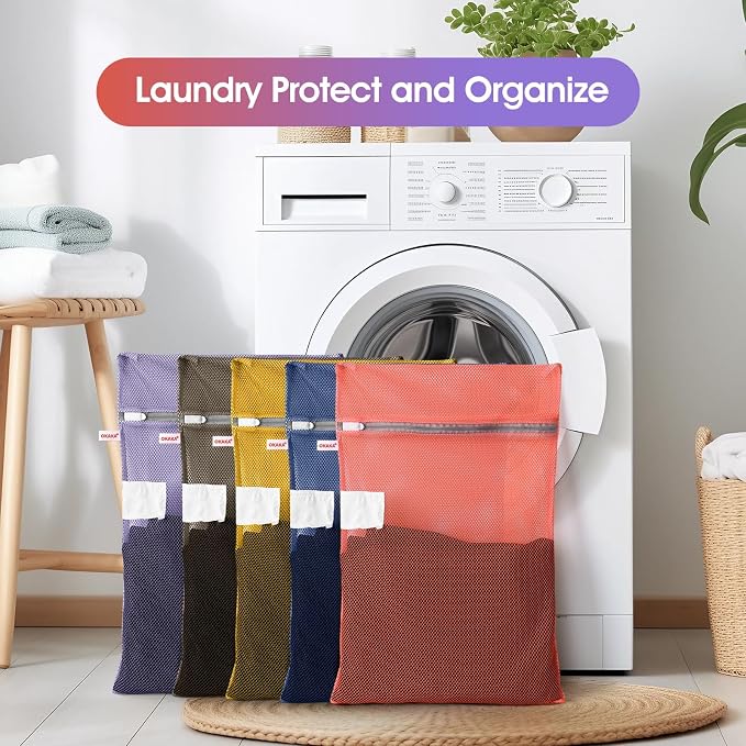 5-Pack Mesh Laundry Bags with ID Label, Sturdy Laundry Bags - Image 2