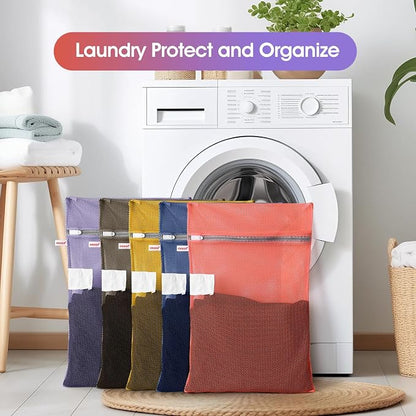 5-Pack Mesh Laundry Bags with ID Label, Sturdy Laundry Bags - Image 2