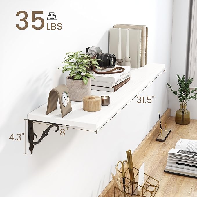 White Floating Shelves for Wall, 8 Inch Deep Floating Shelf - Image 3