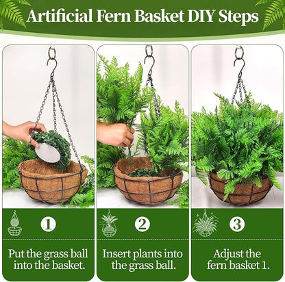 Fake Hanging Plants Fern Baskets, Artificial Ferns - Image 7