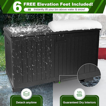 260 Gallon Outdoor Storage Box Waterproof, Extra Large Plastic Outside Deck Box - Image 4
