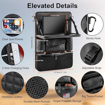 Car Seat Organizer with Foldable Table Tray - Image 4