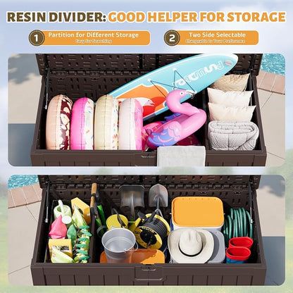 Flamaker 250 Gallon Resin Deck Box, XXL Waterproof Storage Box - Image 5