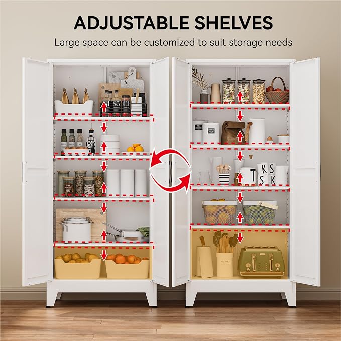 COFaR 71" White Farmhouse Pantry Cabinet - Image 4