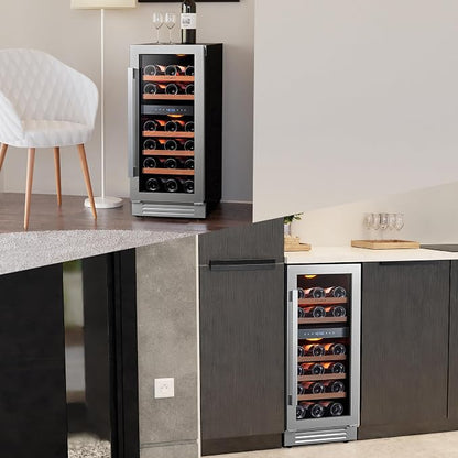Ca'Lefort 15 Inch Wine Fridge, 28 Bottle Wine Cooler Refrigerator, 40-65°F Wine - Image 6