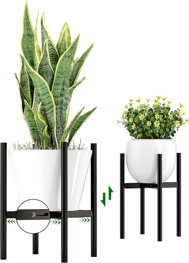 EKNITEY Adjustable Plant Pot Stand: Indoor Outdoor Modern Flower Holder Metal by EKNITEY