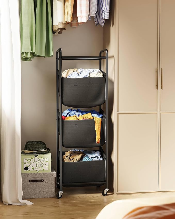 3 Section Laundry Sorter with Removable Bags, 120L Rolling Vertical Laundry - Image 5
