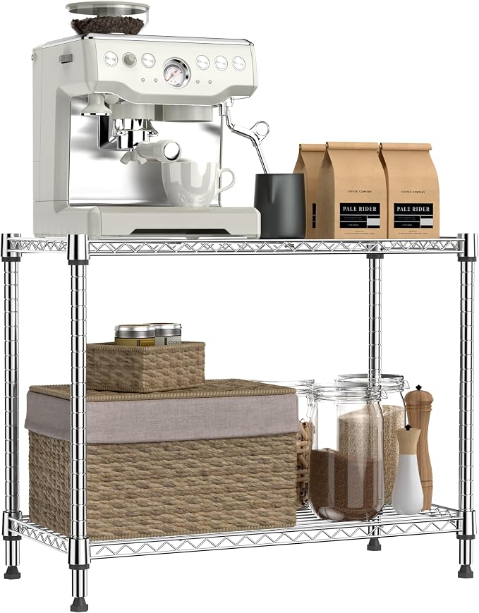 IZEUK 2 Tier Adjustable Metal Storage Shelving Unit, Heavy Duty Wire Rack by IZEUK