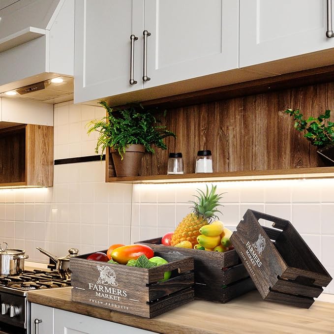 Barydat Set of 5 Wood Crates for Display Decorative Nesting Wooden Crate Storage - Image 5