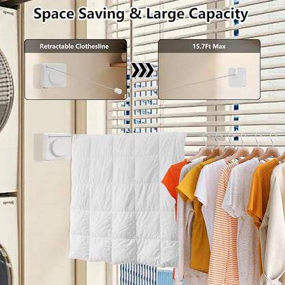 15.7Ft Retractable Clothesline Indoor an Anti-sag Retractable Clothesline - Image 5