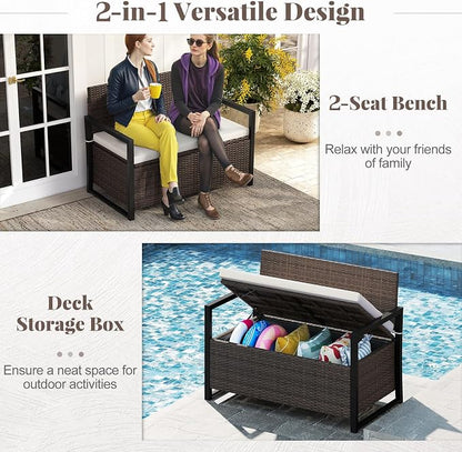 RELAX4LIFE Wicker Outdoor Bench - Image 4