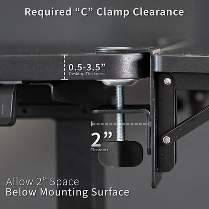 VIVO Black Clamp-on 36 x 12 in Desk Extender, DESK-EXT36 | Foldable, Wrist - Image 2