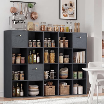 Large Cube Storage Organizer Unit, 20 Open Shelves Bookcase - Image 8