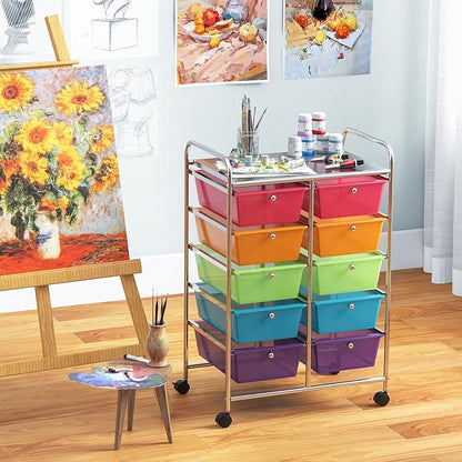 Giantex 10 Drawers Rolling Cart, Classroom Organizers, Storage Cart - Image 2