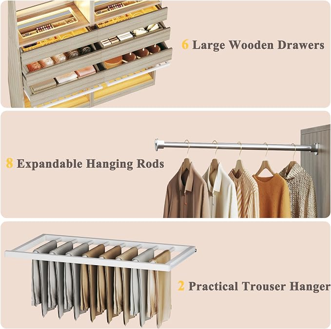 Closet System Set of 2, 5.7-10.4FT Closet Organizer System - Image 5