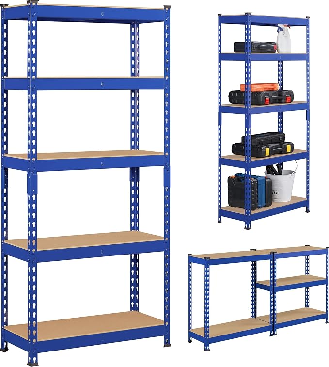 Topeakmart 3 PCS 5-Tier Utility Shelves, Metal Storage Shelves Garage Shelving - Image 7