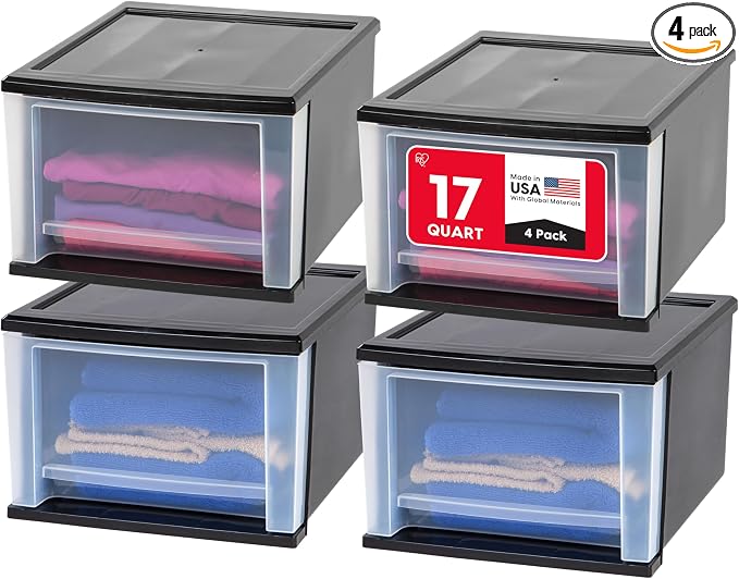 IRIS USA 17 Qt. Medium Plastic Stacking Drawer, Stackable Storage Organizer Unit by IRISUSA