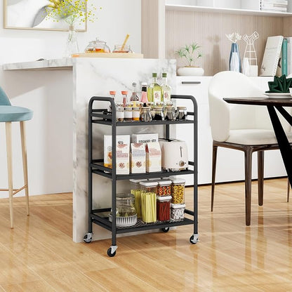 HDANI 3 Tier Rolling Cart, Heavy Duty Multifunctional Metal Frame-Supports 22 - Image 3