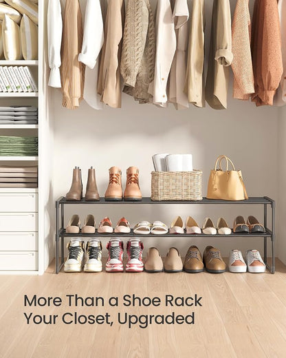 SONGMICS Shoe Rack, 2-Tier Shoe Organizer, Metal Storage Shelf, Upright or - Image 8