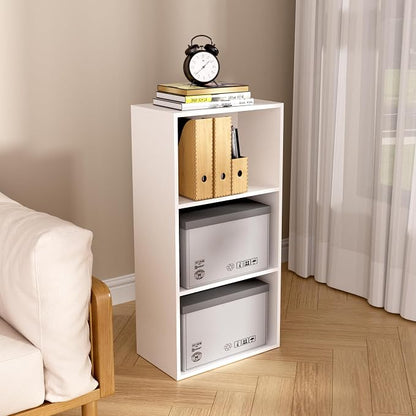 Wooden 3 Cube Storage Organizer, 3 Tier Low Bookcase Freestanding Storage - Image 2