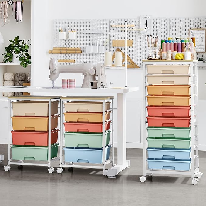 Rolling Cart with Drawers, 10 Drawer Rolling Cart, Storage Cart with Wheels - Image 2