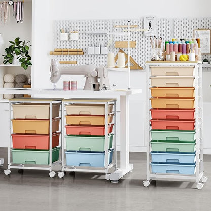 Rolling Cart with Drawers, 10 Drawer Rolling Cart, Storage Cart with Wheels - Image 2