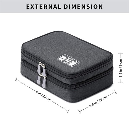 Lanola Travel Cable Organizer Bag, Electronic Accessories Case Portable Double - Image 2