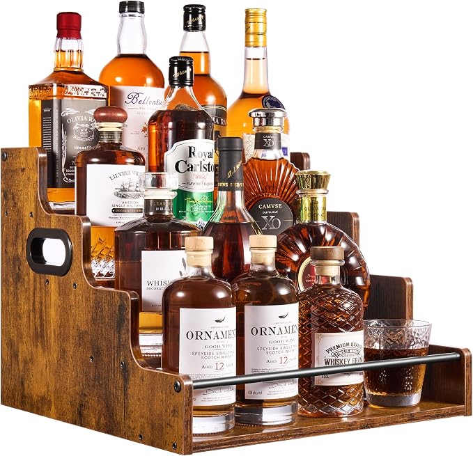 4-Tier Liquor Bottle Display Shelf, Coffee Syrup Rack Organizer, Water Bottle by Unknown