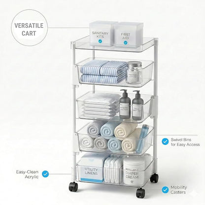 OnDisplay 360° Rotating Clear Storage Trolley – Multi-Tier Rolling Acrylic - Image 7
